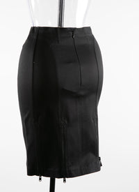 Short zipped skirt in gabardine - Black intense