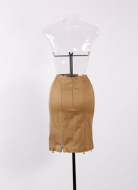 Short zipped skirt in gabardine - Light Pink