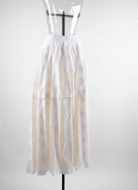Geometric midi skirt with contrasting waistband - White iridescent