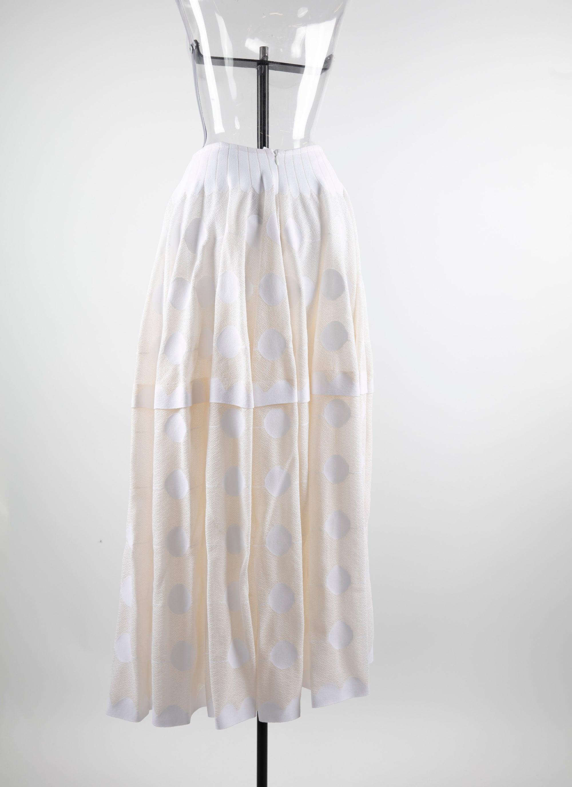 Geometric midi skirt with contrasting waistband - White iridescent