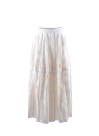 Geometric midi skirt with contrasting waistband - White iridescent