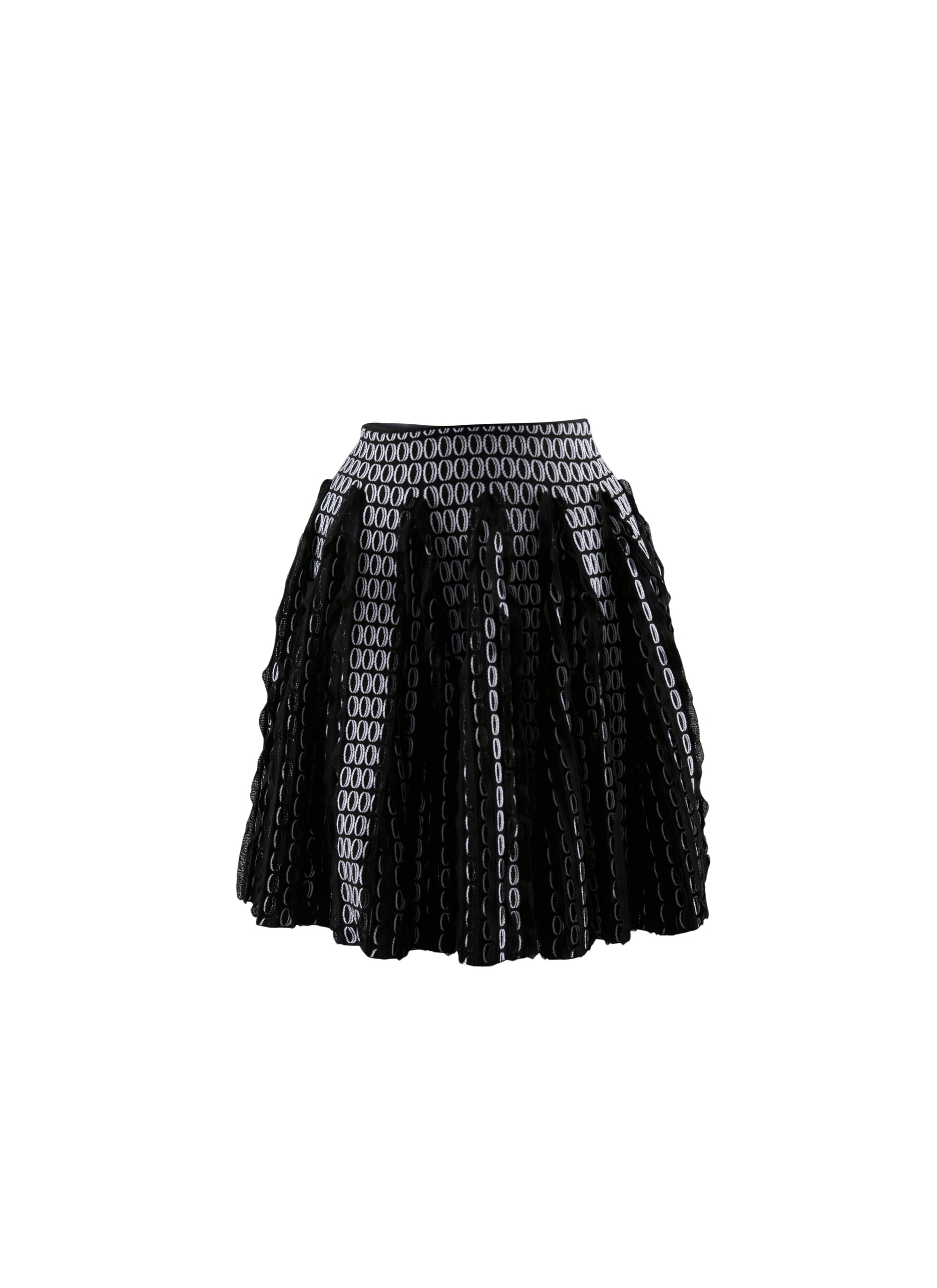 Jupe courte patineuse motifs géométriques - Noir & Blanc