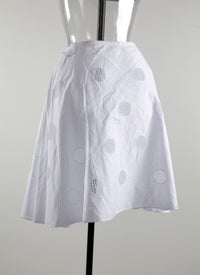 Polka dot poplin skirt - White