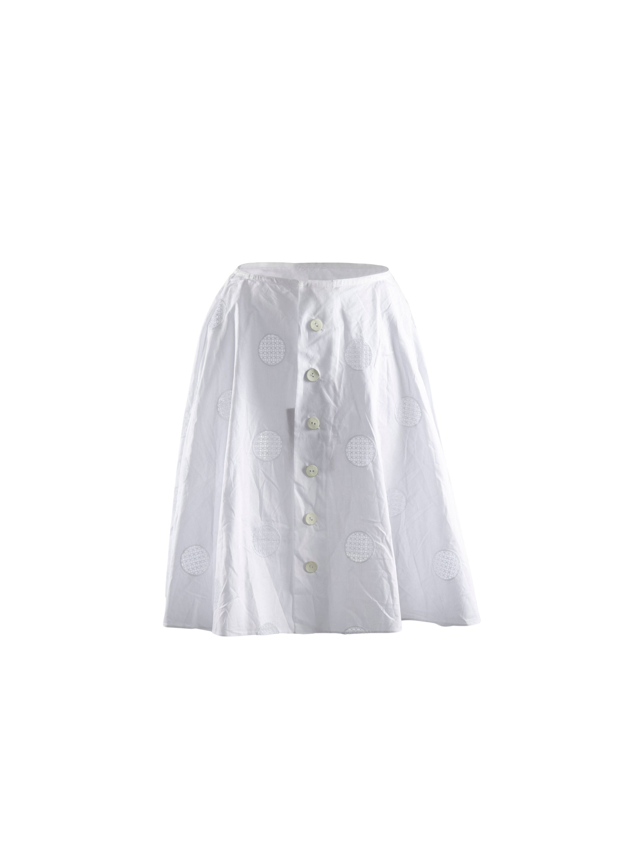 Polka dot poplin skirt - White