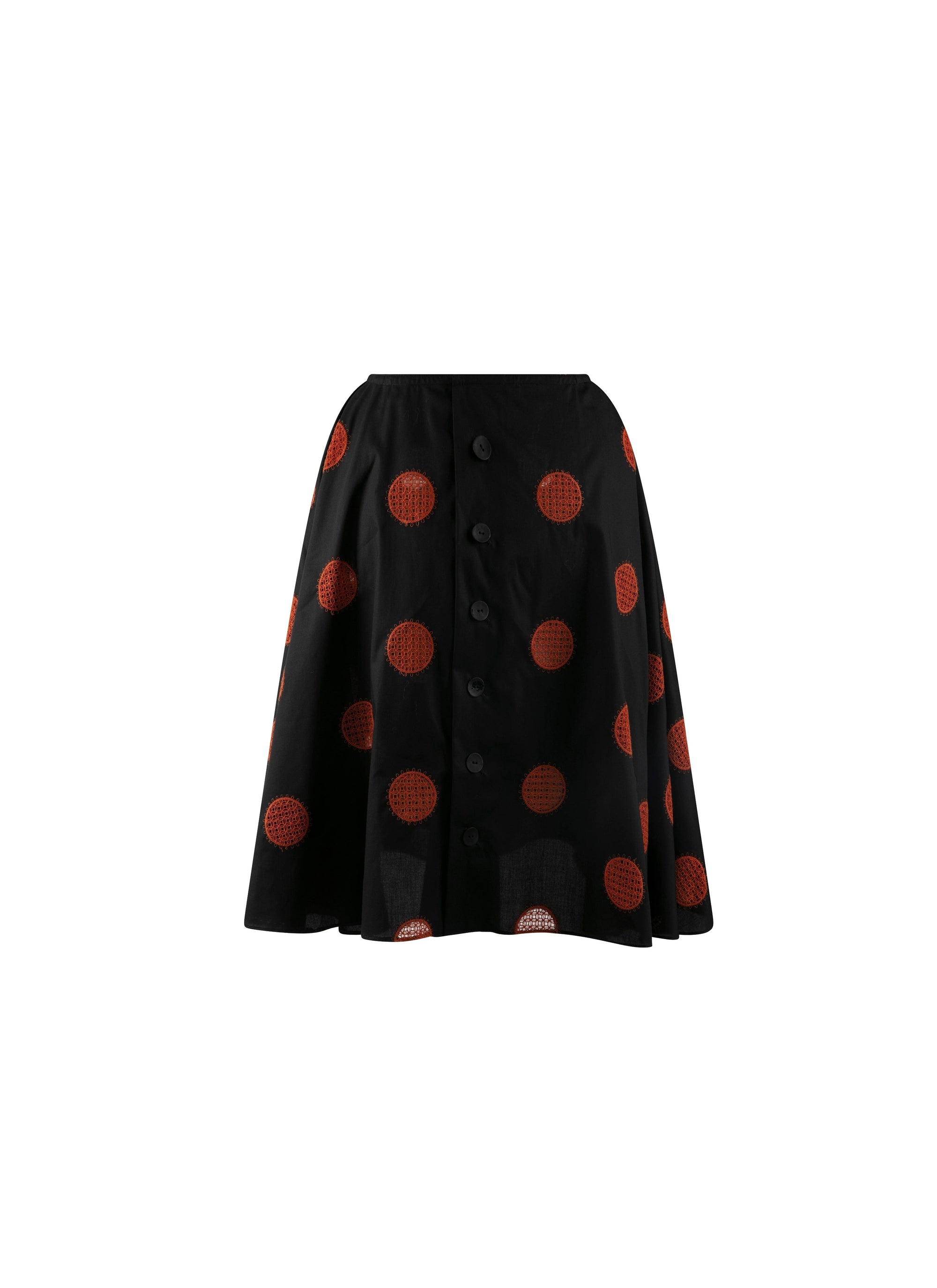 Polka dot poplin skirt - Black & Tangerine