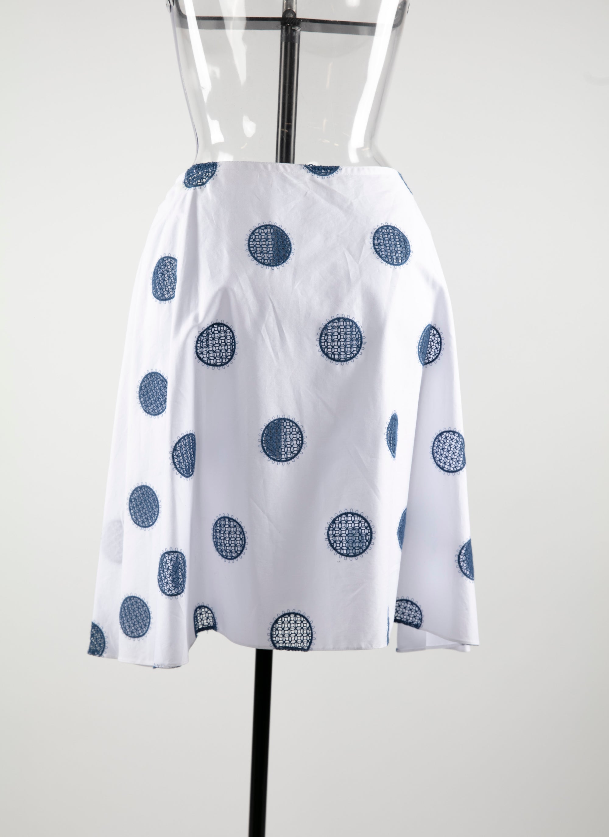 Jupe en popeline à pois - Blanc & Bleu