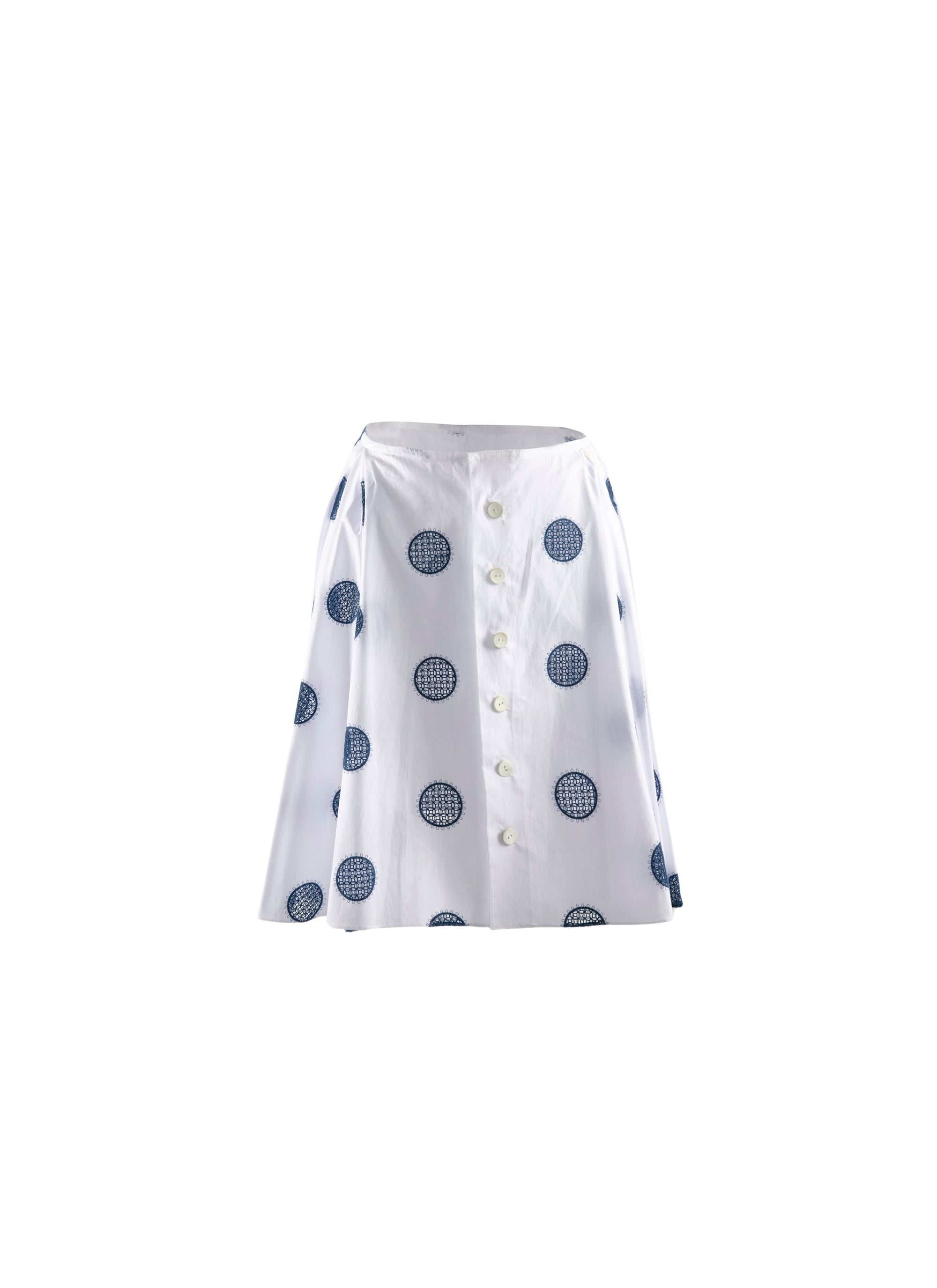 Jupe en popeline à pois - Blanc & Bleu