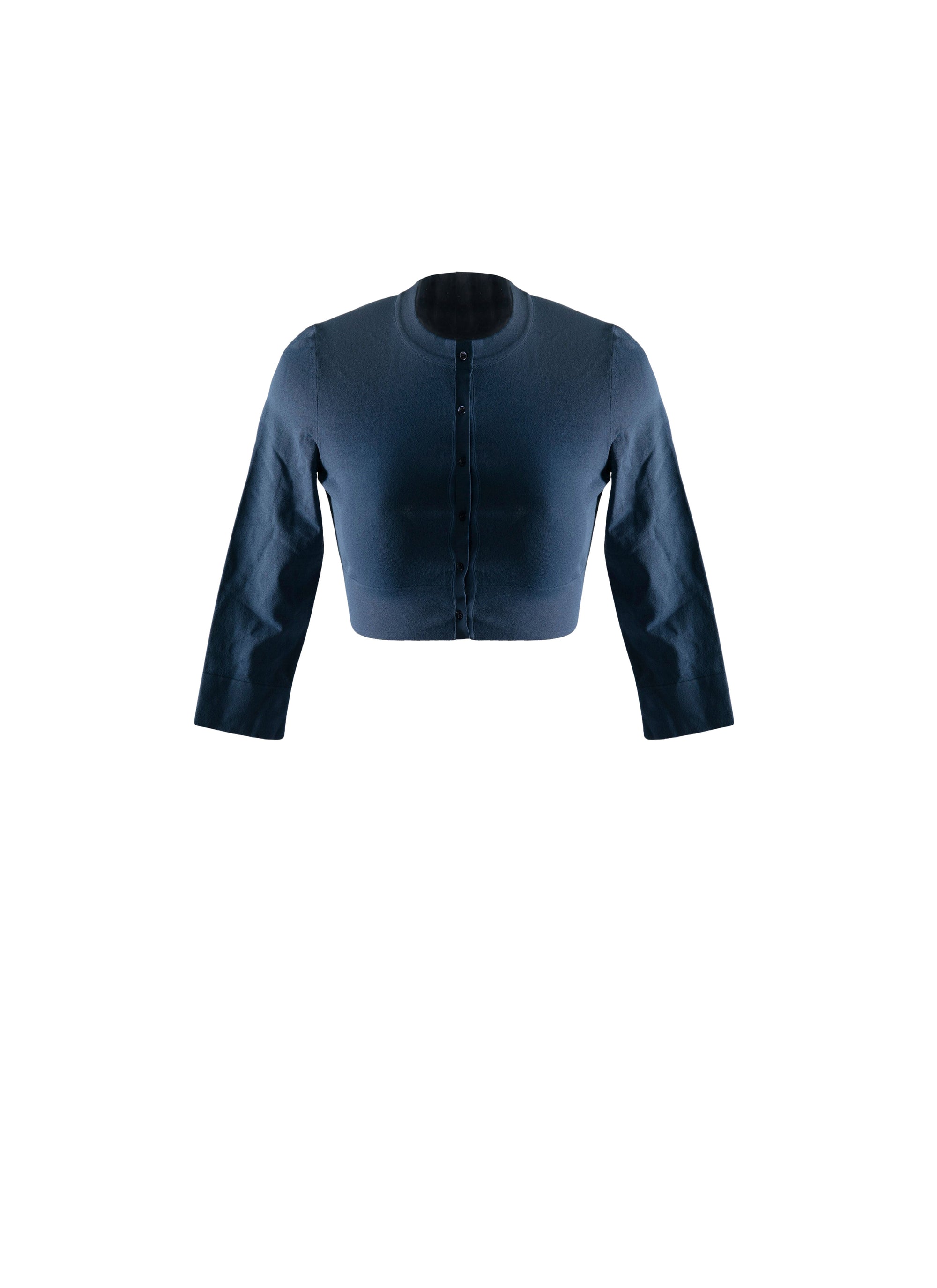 Cardigan court boutonné à manches longues en maille - Cobalt