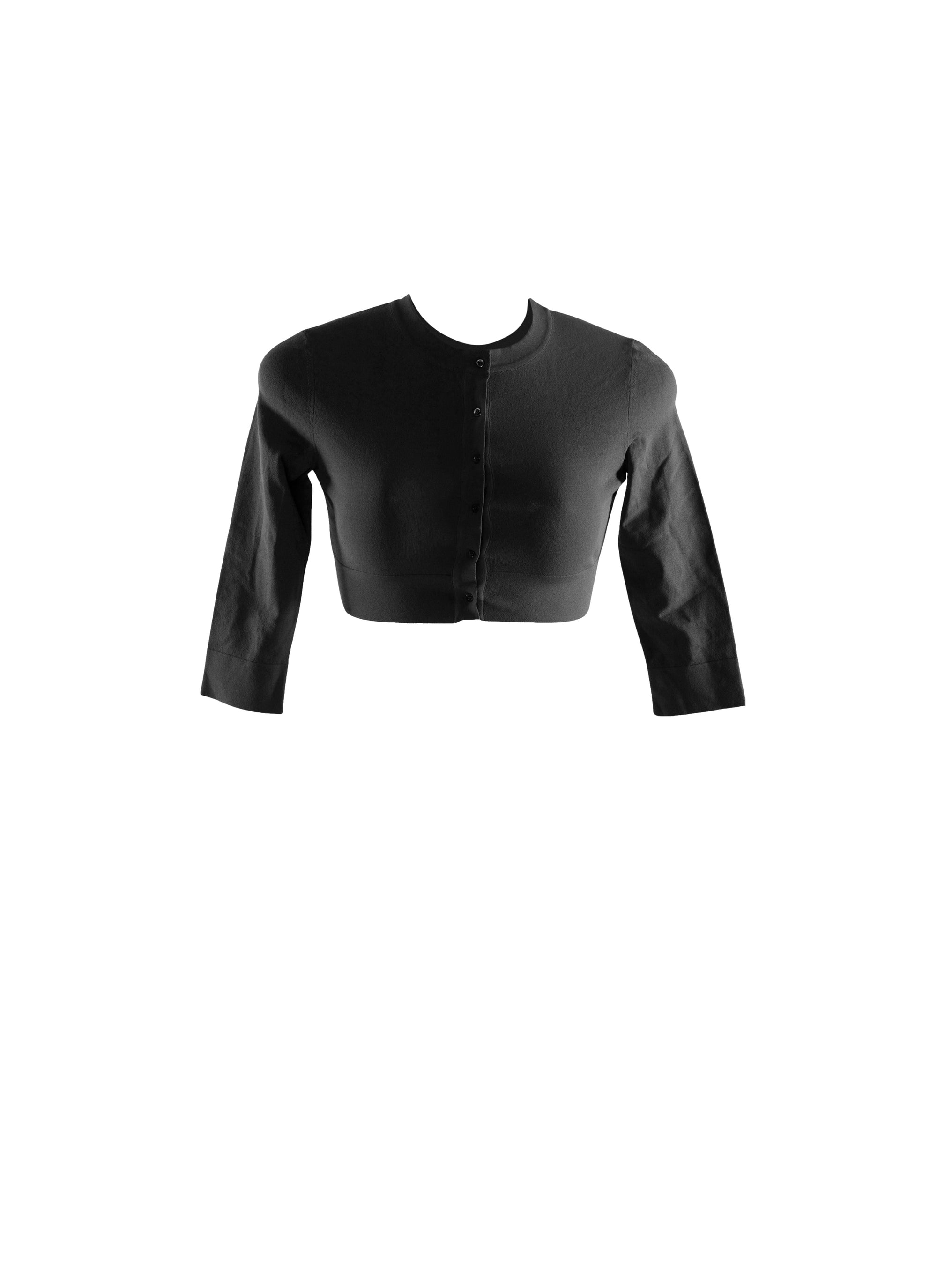 Long-sleeved knitted button-down cardigan - Intense Black