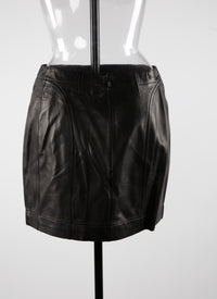 Leather mini skirt - Intense Black