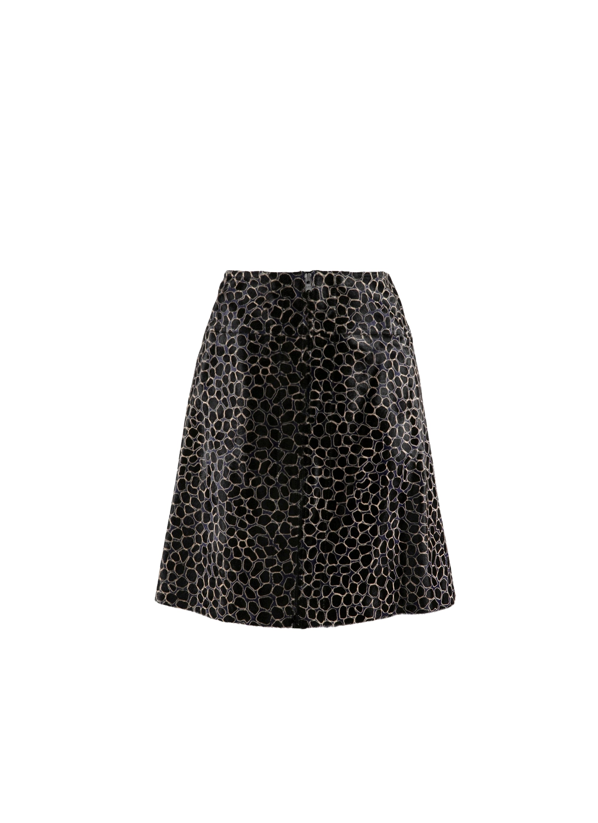 Jupe courte en cuir imprimée bicolore - Noir & Indigo