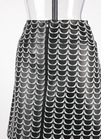 Short two-tone printed leather skirt - Black & White