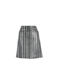 Short two-tone printed leather skirt - Black & White