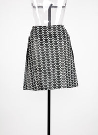 Short two-tone printed leather skirt - Black & White
