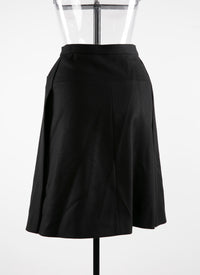 Jupe en laine avec zip et poches plaquées - Noir