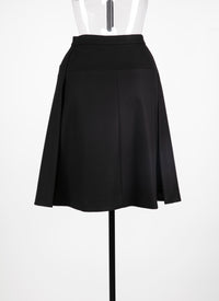 Jupe en laine avec zip et poches plaquées - Noir