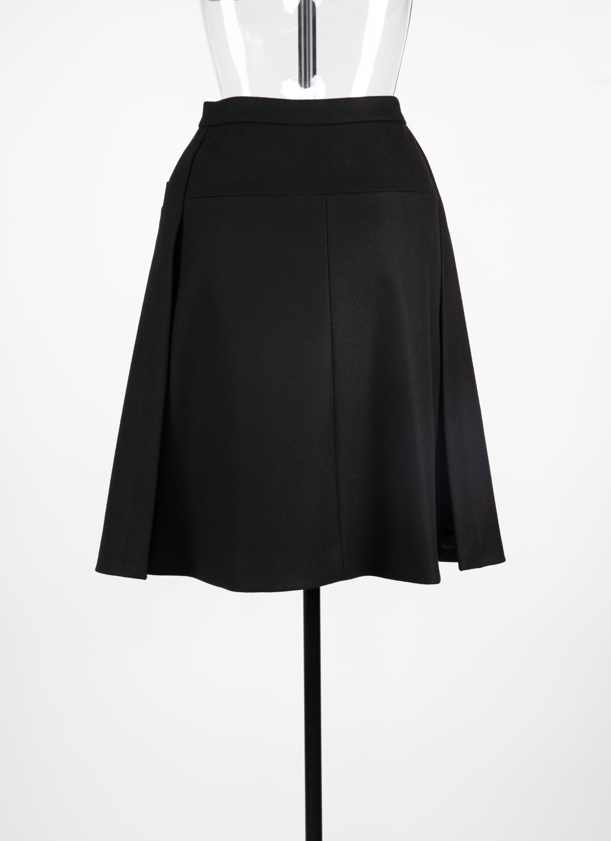 Jupe en laine avec zip et poches plaquées - Noir