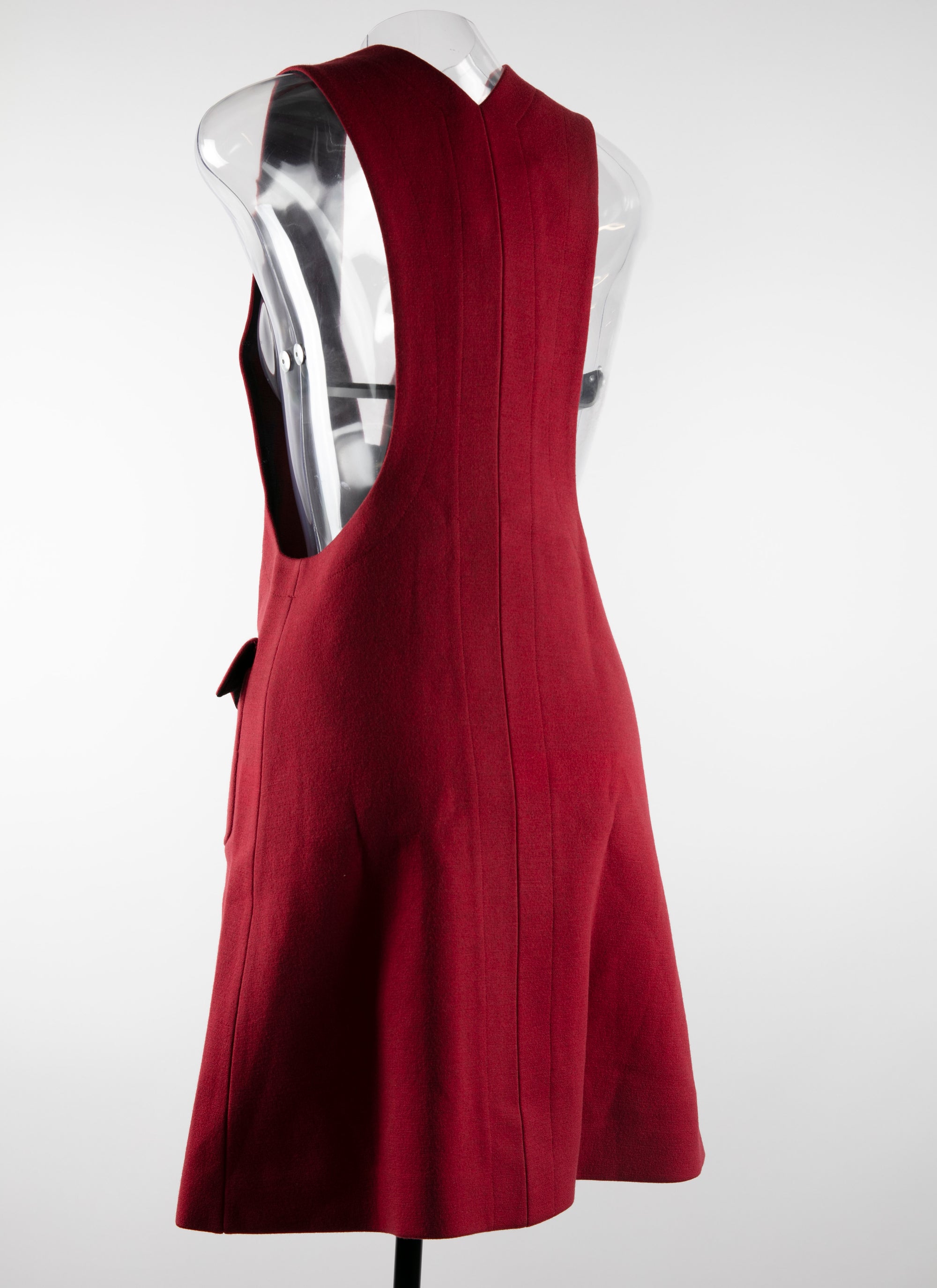 Sleeveless wool dress with visible pockets - Ruby