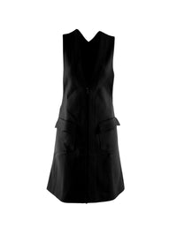 Sleeveless wool dress with visible pockets - Black intense