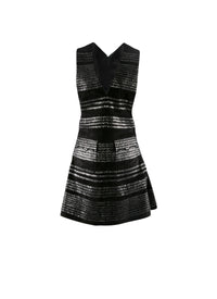 Sleeveless leather embroidered dress - Black & Silver