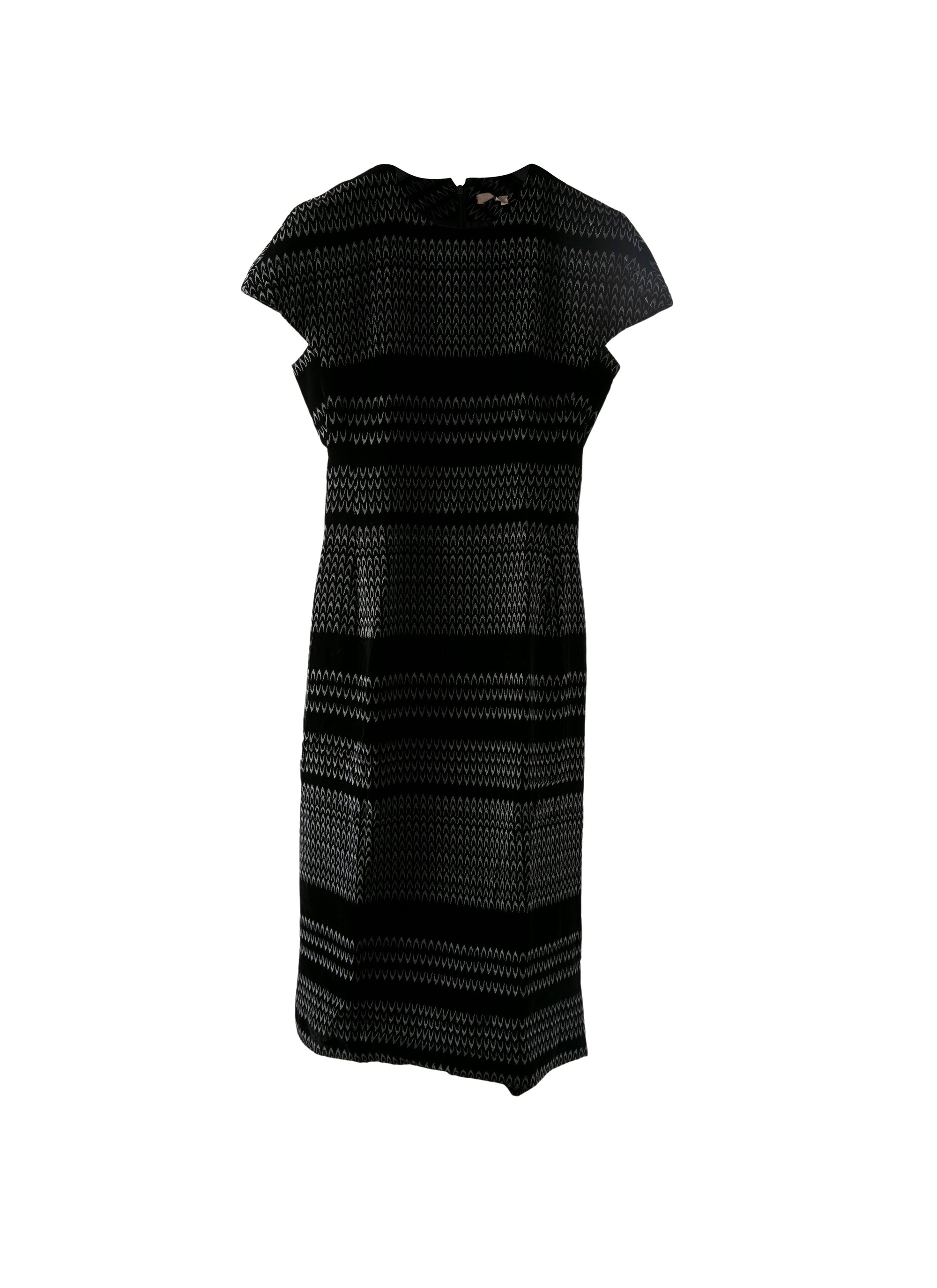 Short-sleeved geometric print dress - Black & White