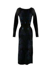 Long dress in delicate lace - Black Gloss
