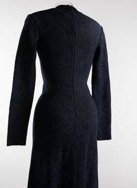 Dress with cashmere slit collar - Prussian Blue