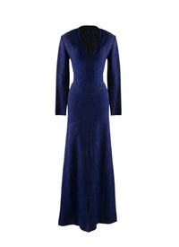 Dress with cashmere slit collar - Prussian Blue