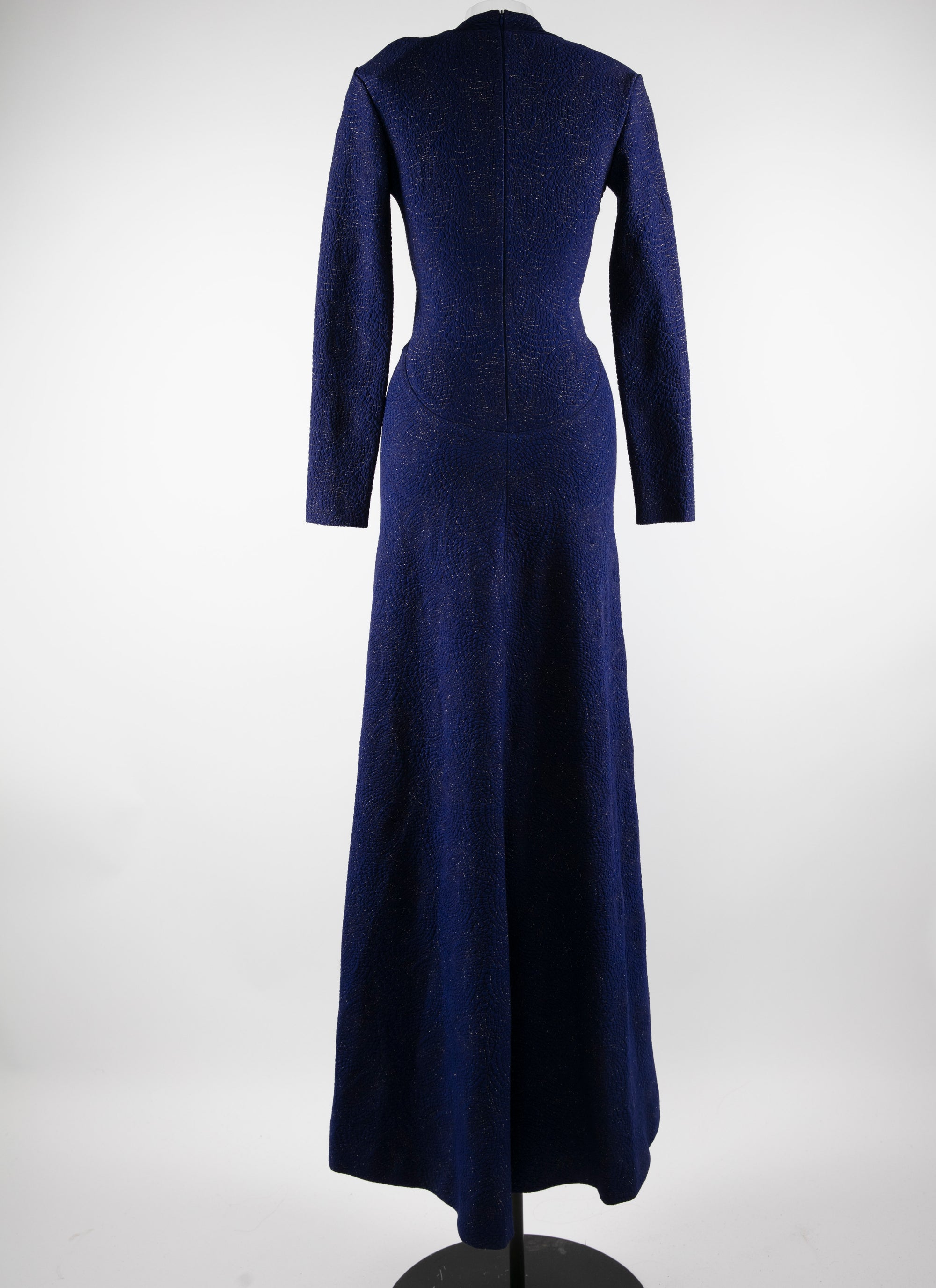 Dress with cashmere slit collar - Prussian Blue