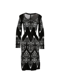 Robe à manches longues Tatoo en maille - Noir & Foret