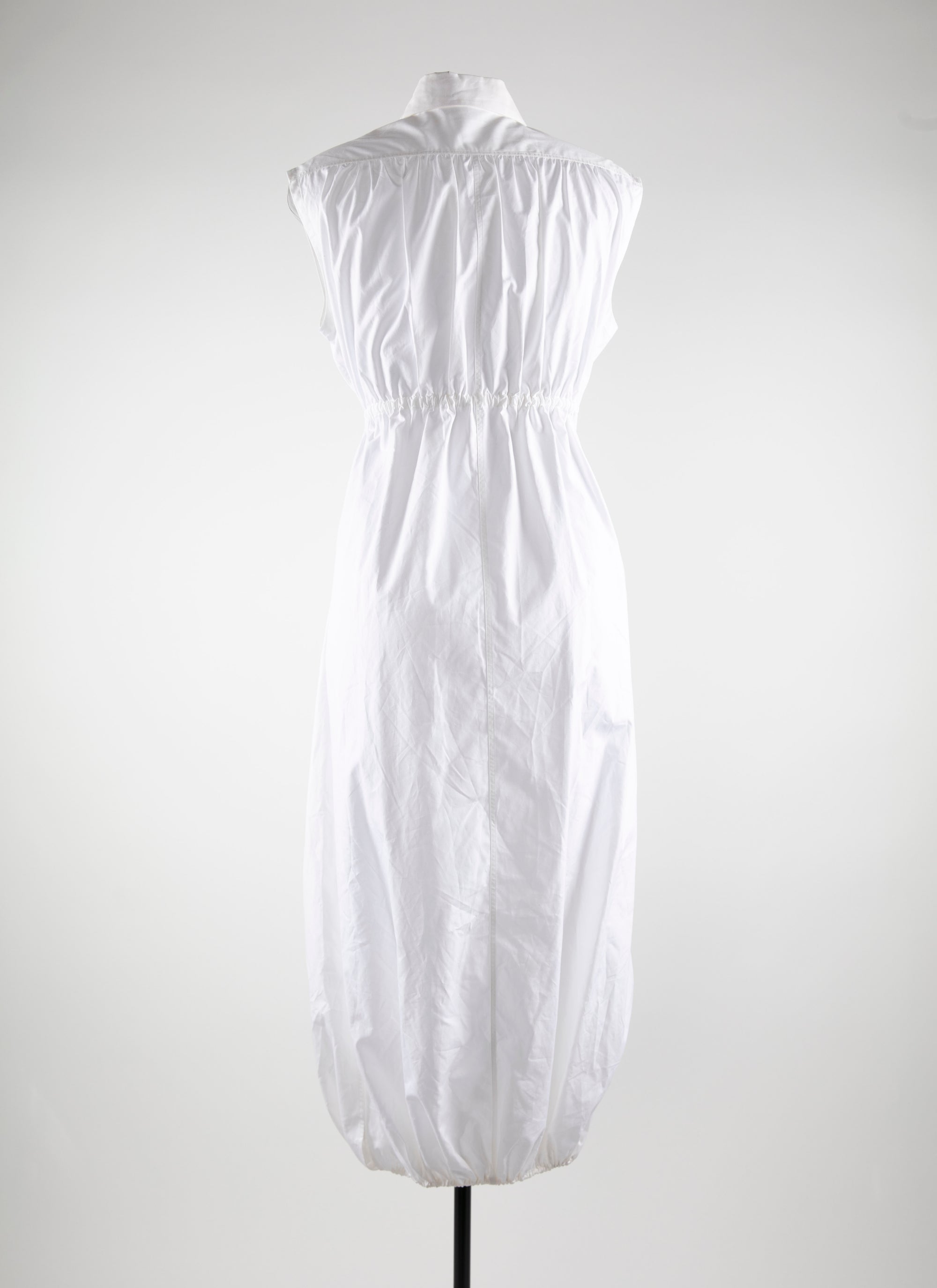 Robe chemise longue sans manches à cordon de serrage - Blanc