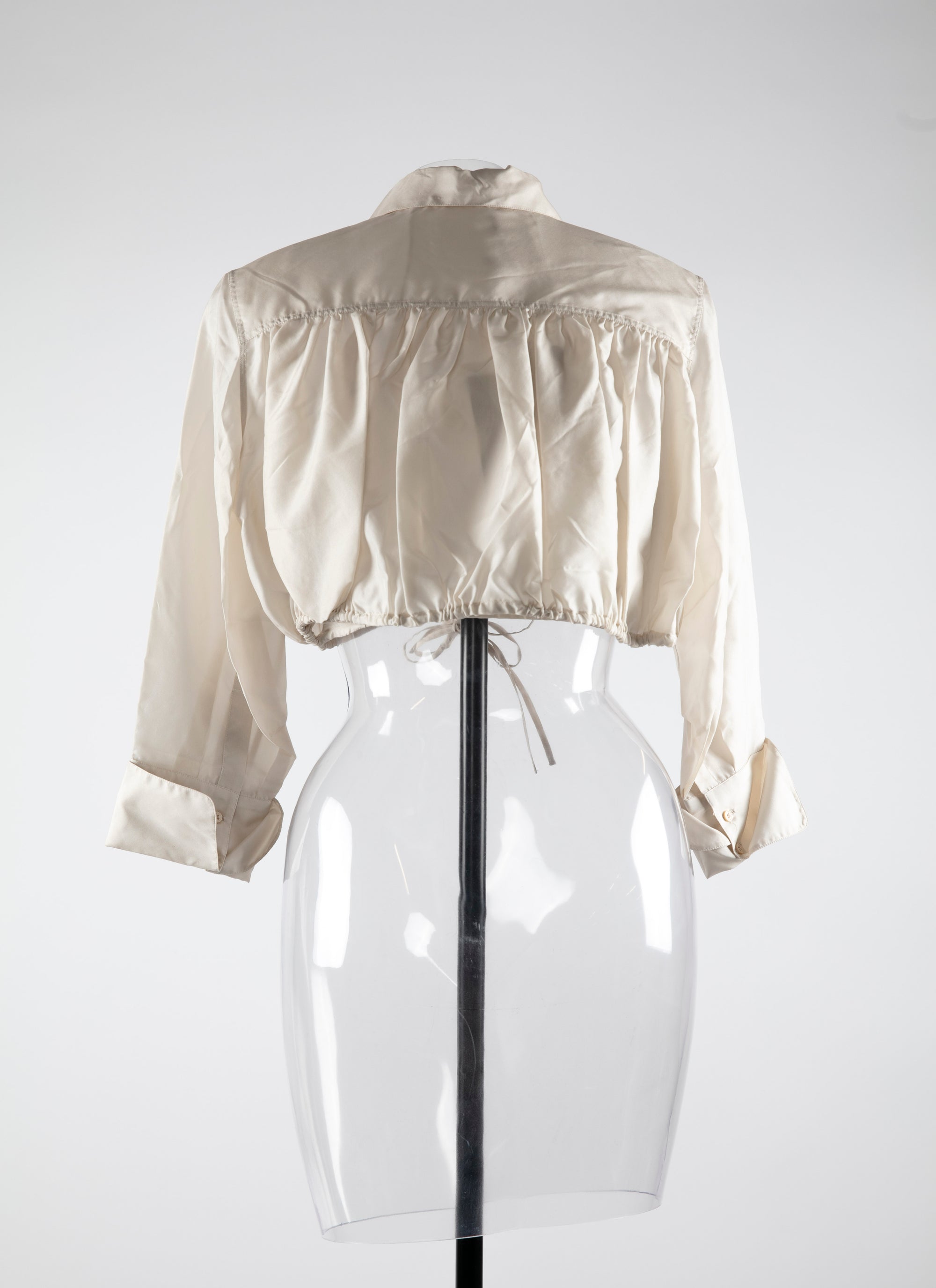 Chemise courte à manches longues en soie - Blanc Cassé