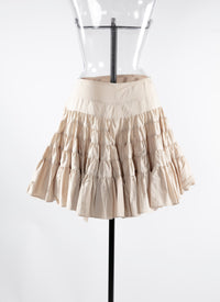 Asymmetrical pleated skater skirt - Sand