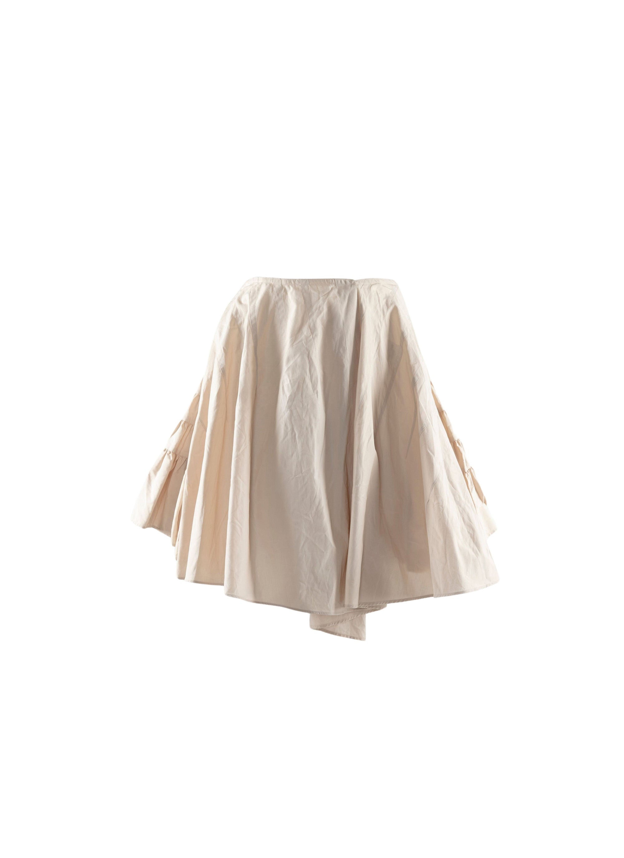 Asymmetrical pleated skater skirt - Sand