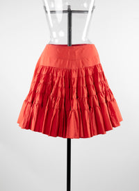 Asymmetrical pleated skater skirt - Vermeil Red