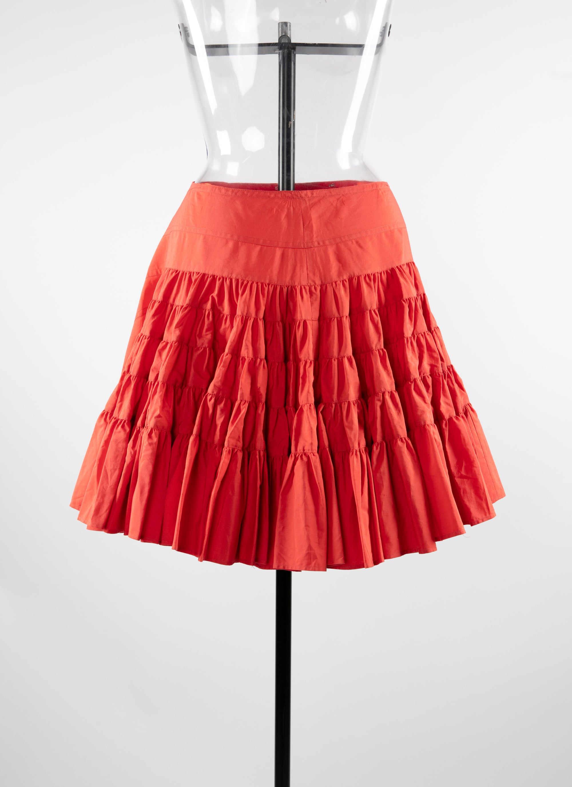 Asymmetrical pleated skater skirt - Vermeil Red