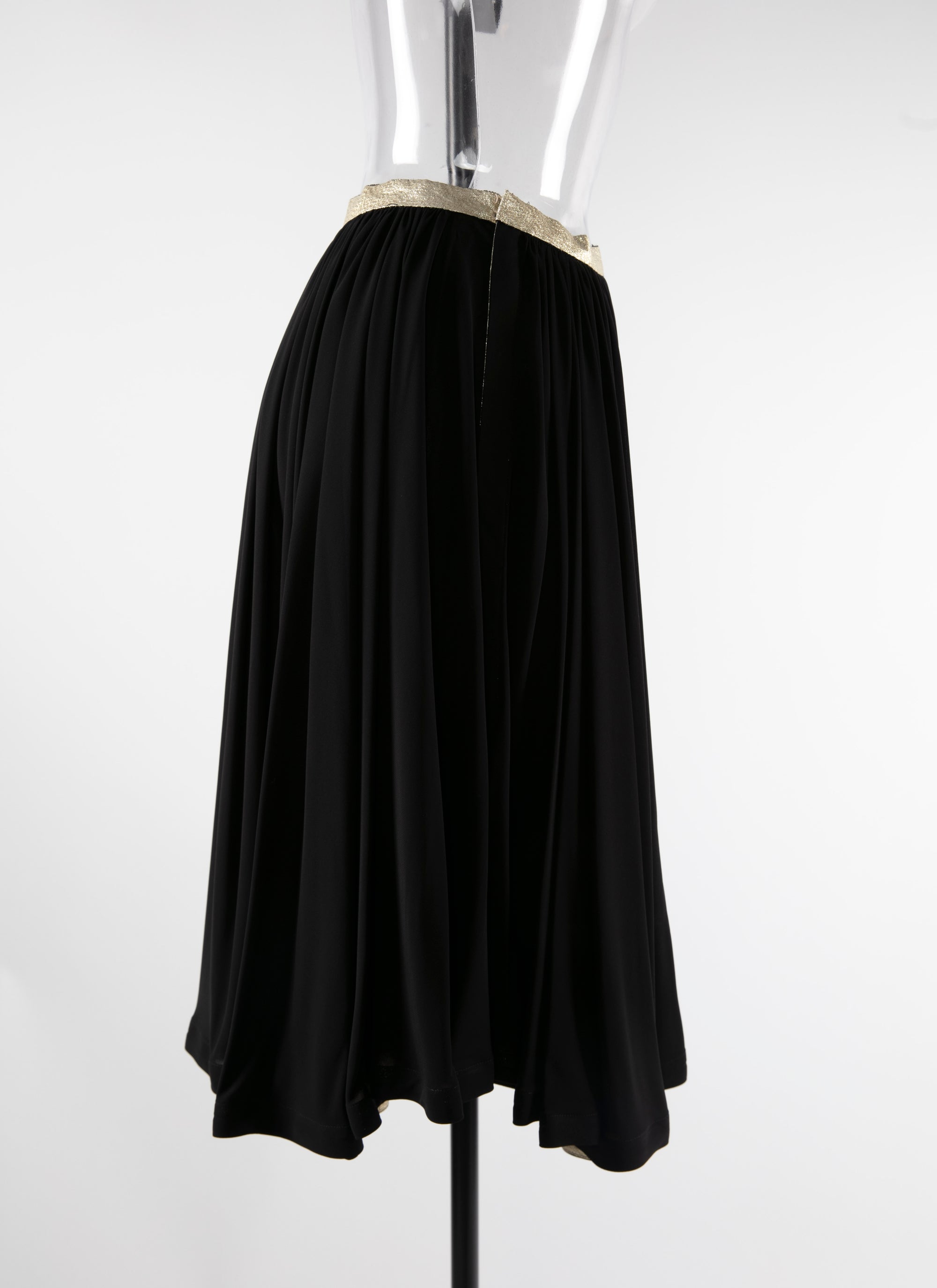 Pleated skirt with contrasting waistband - Black intense