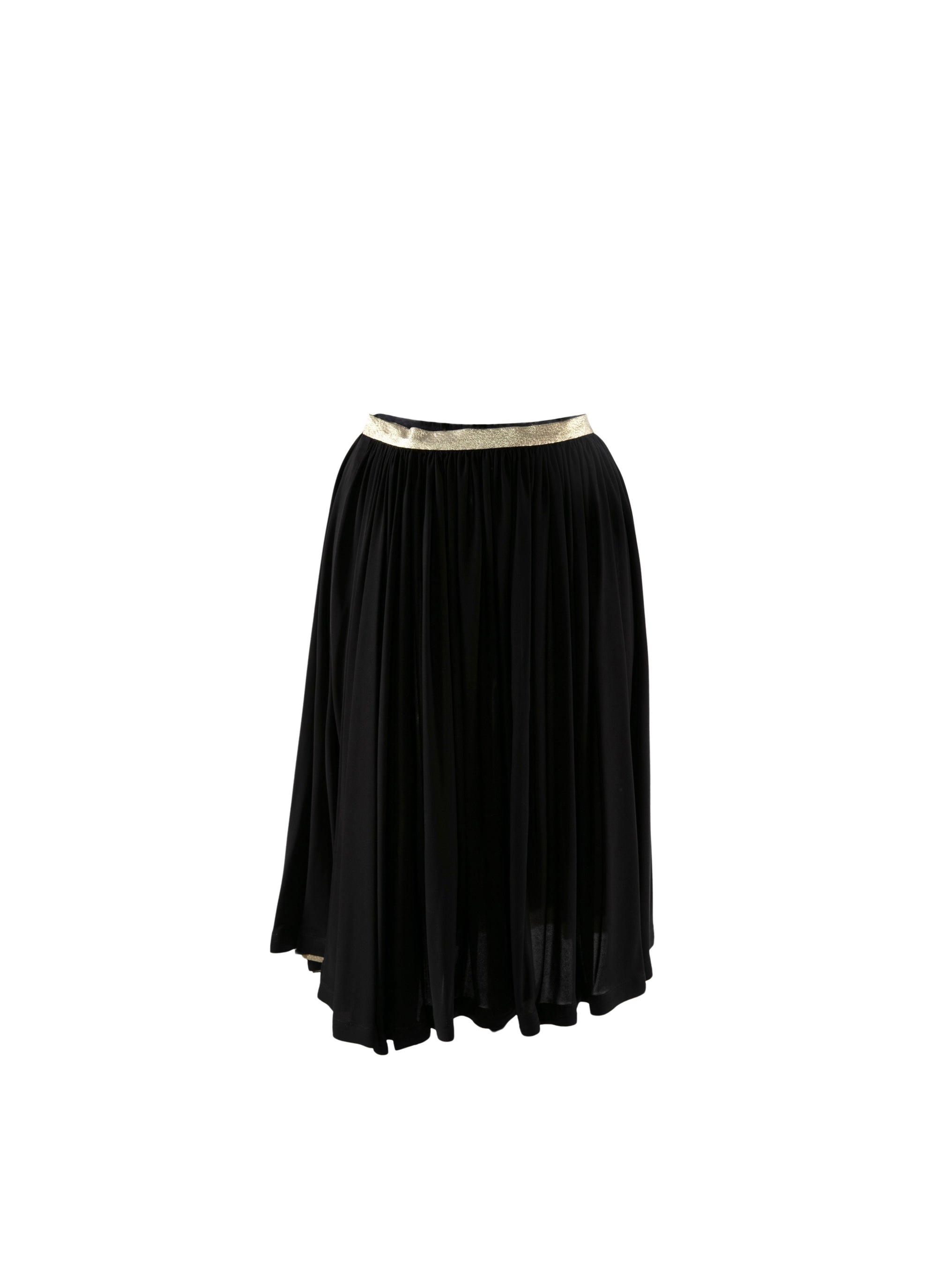 Pleated skirt with contrasting waistband - Black intense