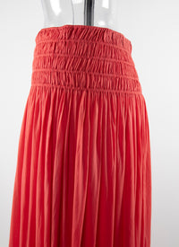Long flowing skirt with gathered waist - Vermeil Red