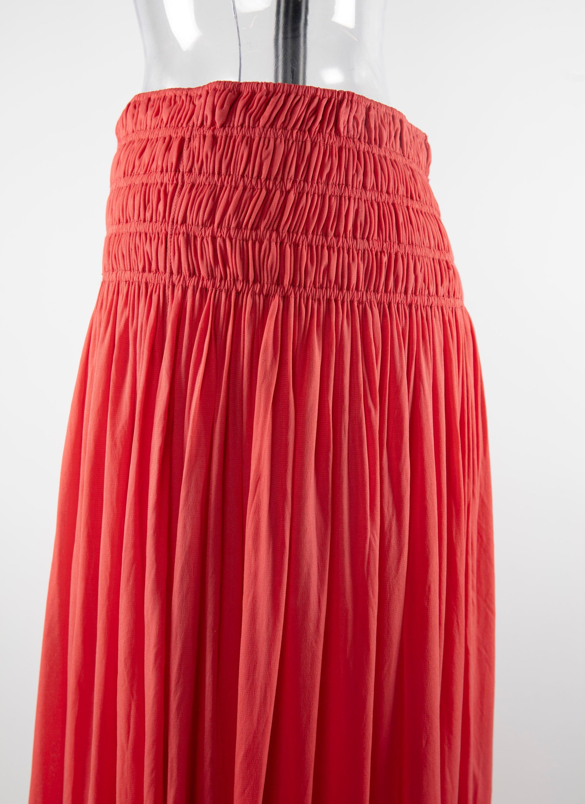 Long flowing skirt with gathered waist - Vermeil Red