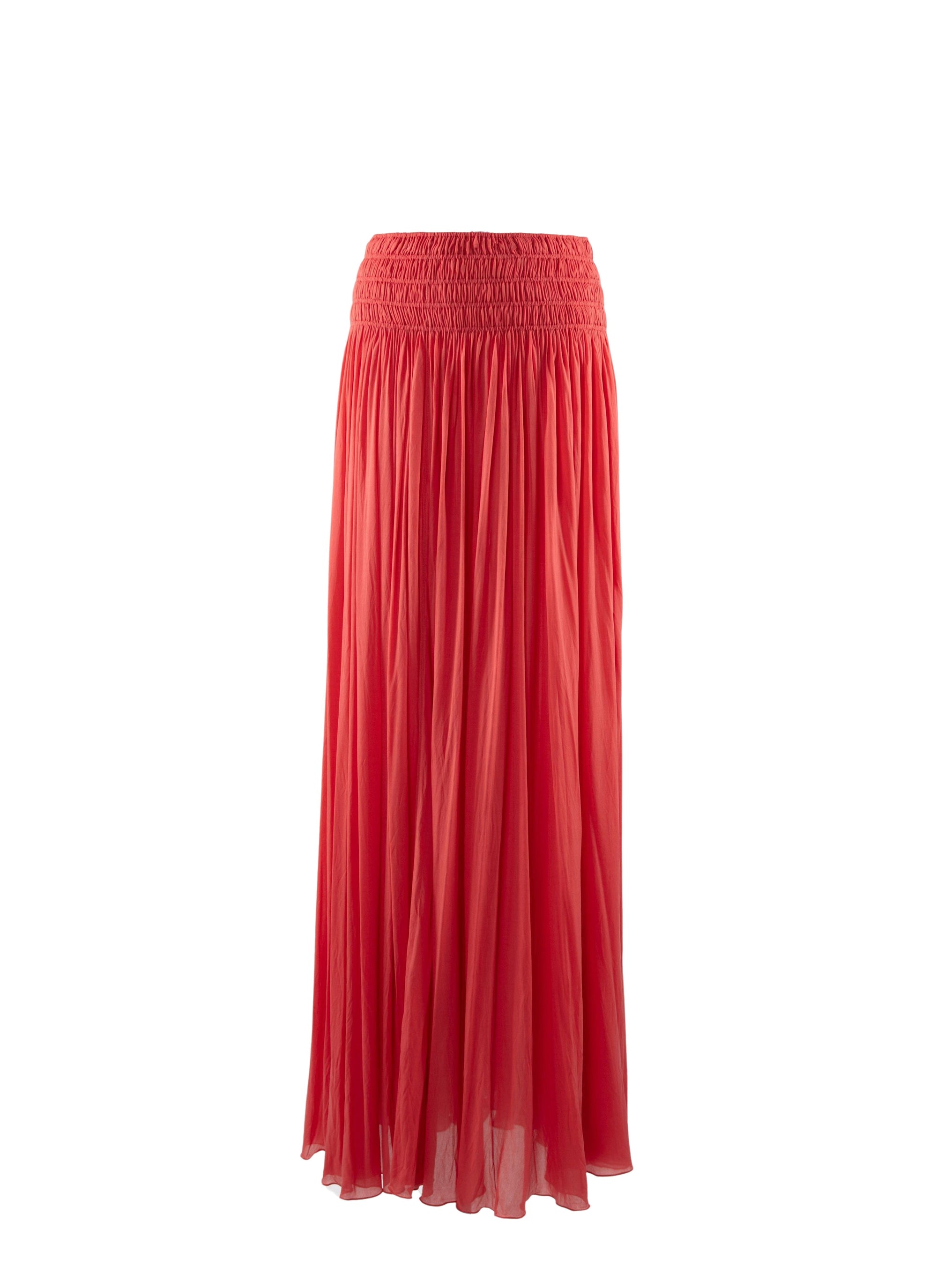 Long flowing skirt with gathered waist - Vermeil Red