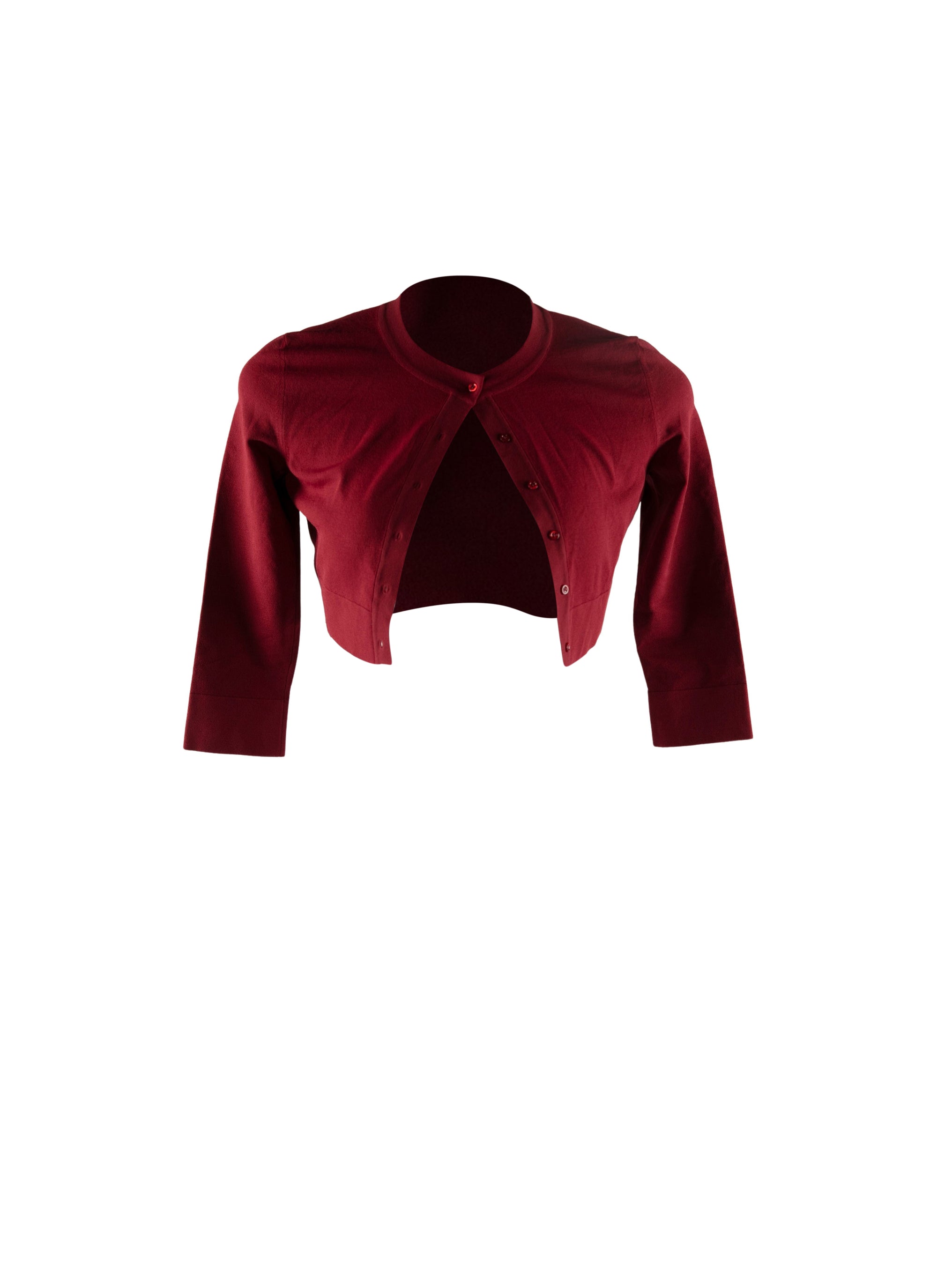 Cardigan court boutonné à manches longues en maille - Rouge Vermeil