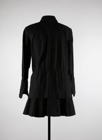 Chemise basque brodée à manches longues - Noir