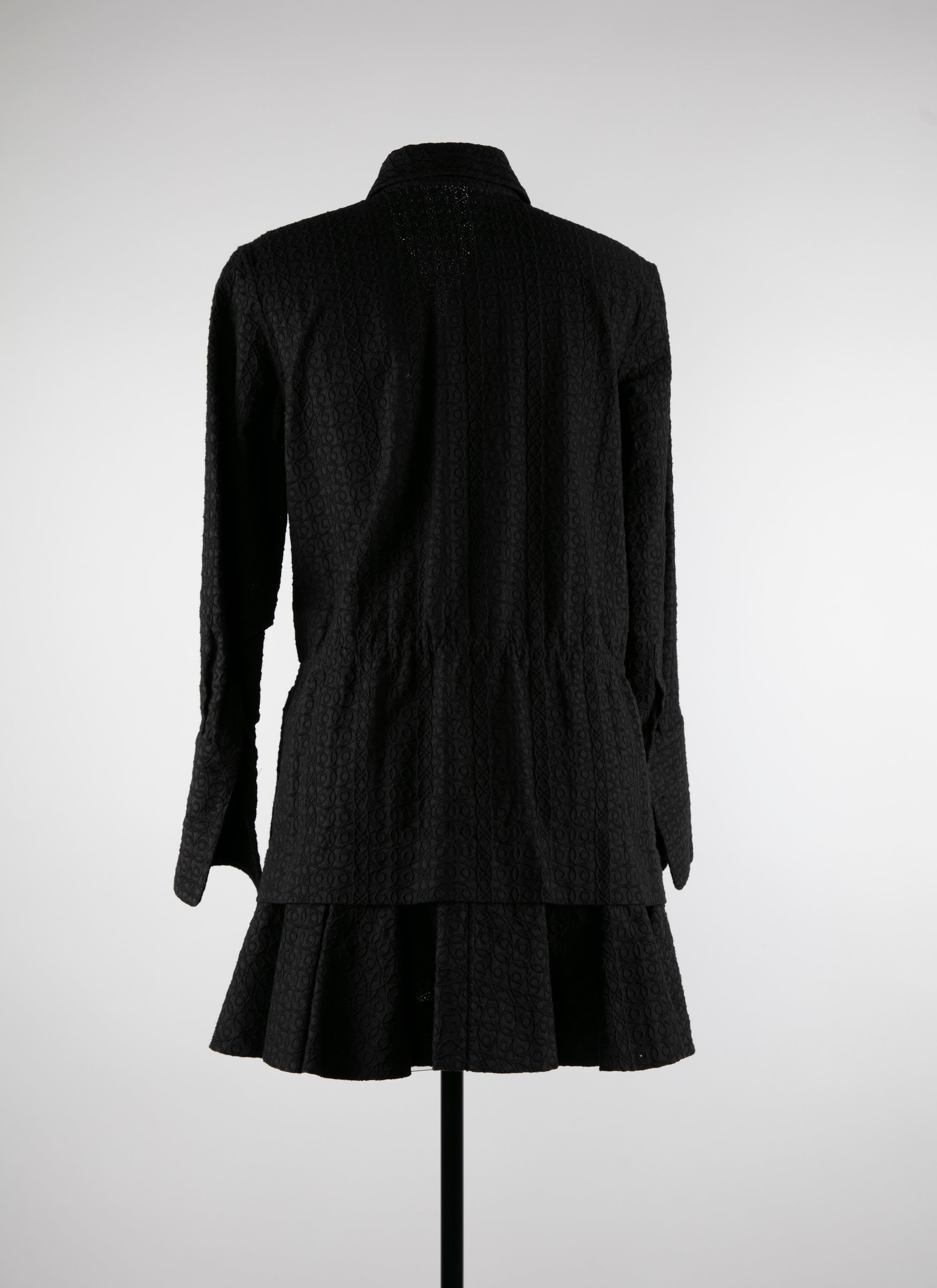 Chemise basque brodée à manches longues - Noir