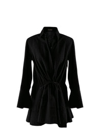 Chemise basque brodée à manches longues - Noir