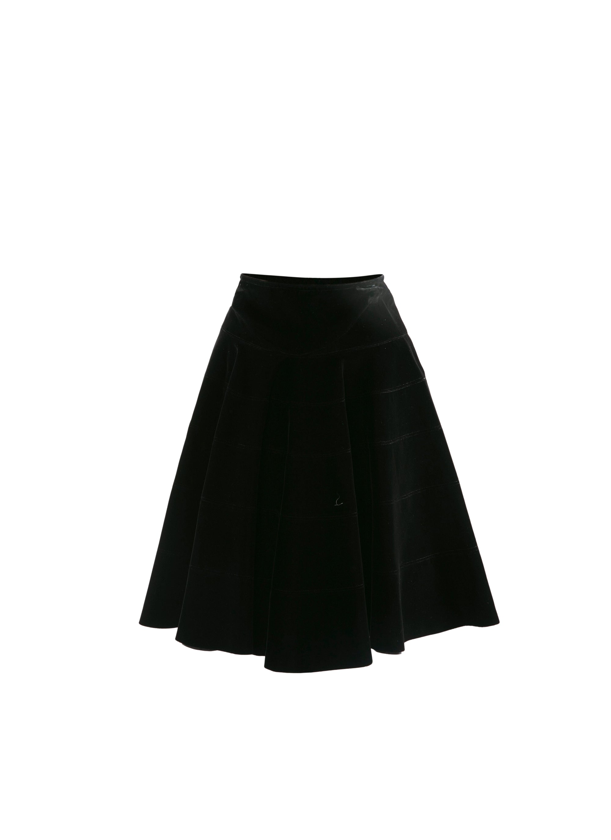 Jupe mi-longue patineuse unie - Noir intense