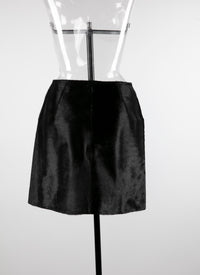 Mini-jupe droite en cuir unie - Noir