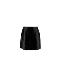 Mini-jupe droite en cuir unie - Noir