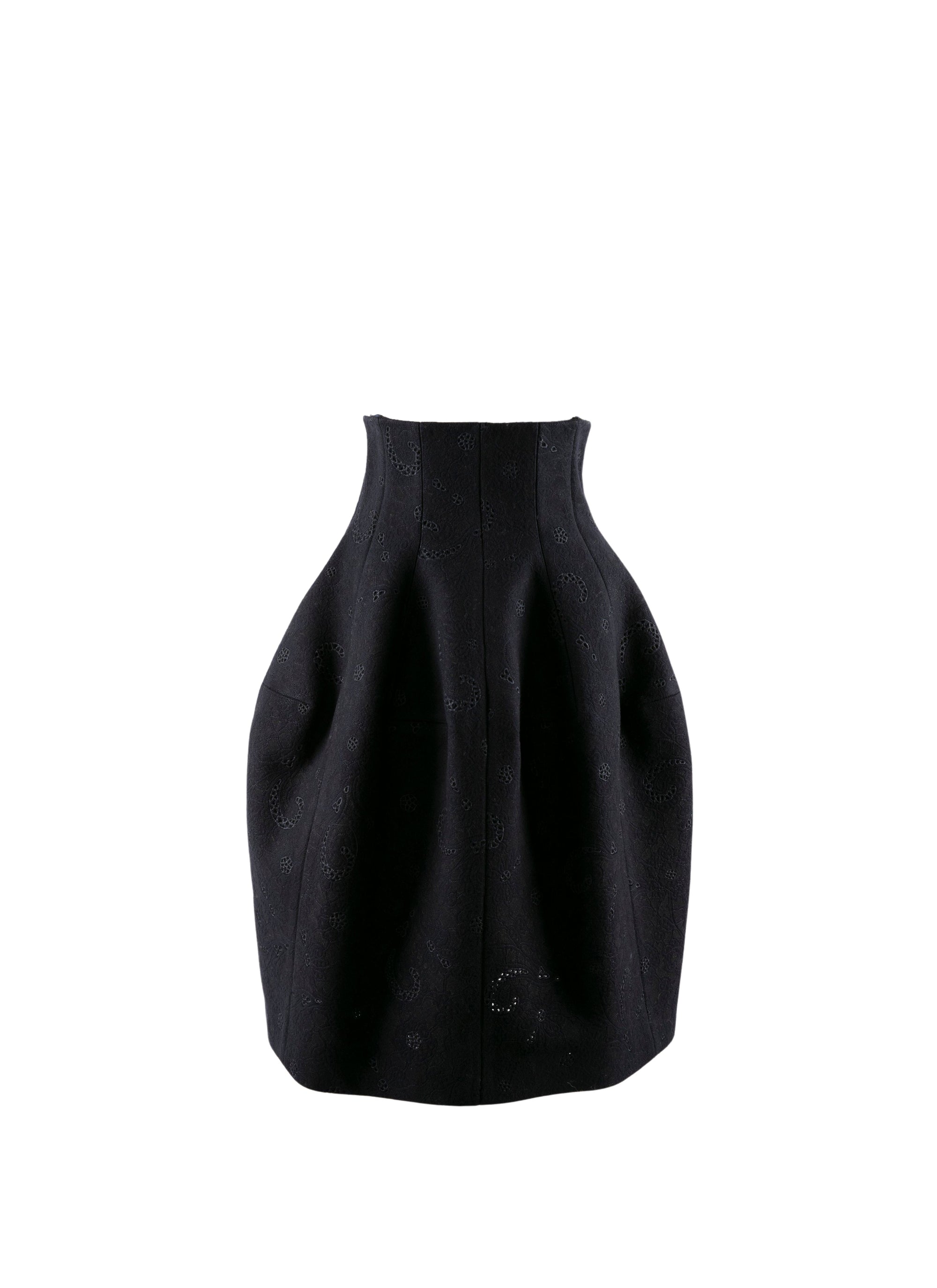Tulip skirt with perforated detail in wool - Night