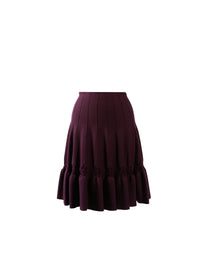 Jupe à motif rosace en laine - Aubergine